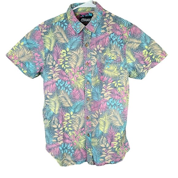 Plugg Other - Plugg Mens S Colorful Fade Floral Button Up Short Sleeve Hawaiian Tropical Shirt